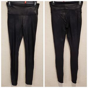 Spanx Womens Stretch Solid Mid-Rise Activewear Ankle Leggings Black Size M